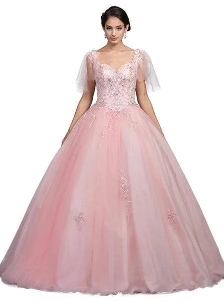 women's fair-trade dressesDancing Queen 1203 - Sheer Butterfly Sleeve Ornate Ballgown