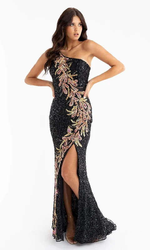 women's silk dressesPrimavera Couture 3753 - Sequined One Shoulder Gown