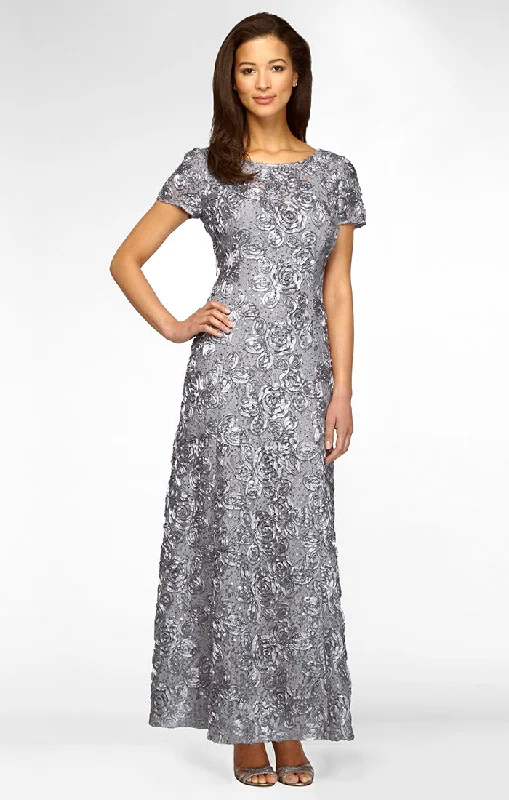 women's ethical fashion dressesRosette A-Line Gown with Sequin Detail & Short Illusion Sleeves