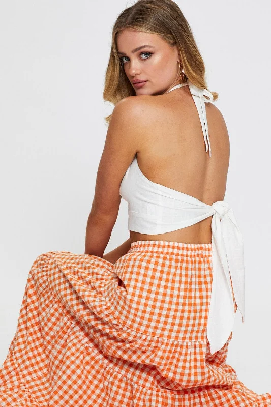 White Halter Top Sleeveless Crop