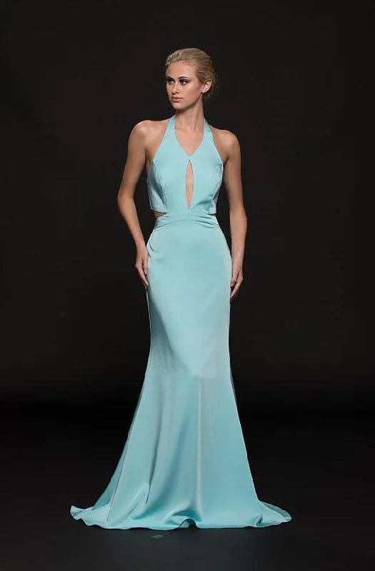 women's beach dressesGlow by Colors - G774 Halter Faille Gown