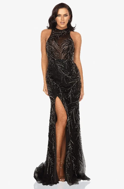 women's stretchy dressesTerani Couture 2011P1058 - Sequined Gown with Slit