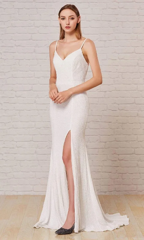 women's wrap dressesJ'Adore Dresses J18033 - Glitter High Slit Gown