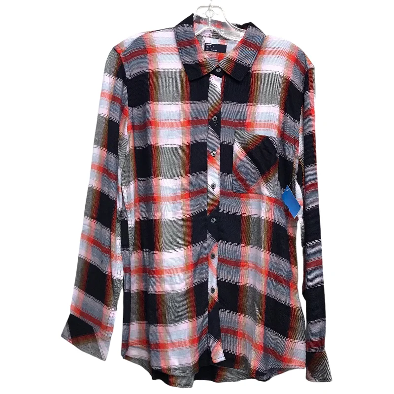 Top Ls By Gap In Plaid Pattern, Size:M