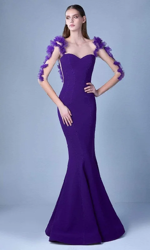 women's mini dressesMNM Couture G1094 - Ruffle Illusion Mermaid Gown