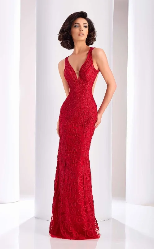 women's club dressesClarisse Soutache Embellished Low Cut Back Sheath Gown 4823 - 1 pc Apple Red In Size 6 Available