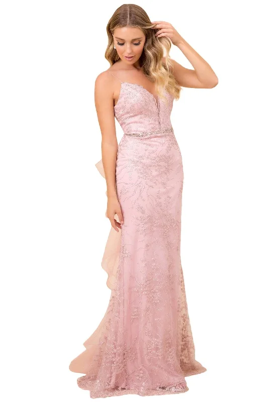 women's ruffle dressesNox Anabel - T314 Embroidered Mermaid Gown