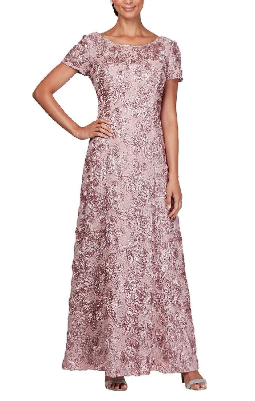 women's fair-trade dressesRosette A-Line Gown with Sequin Detail & Short Illusion Sleeves