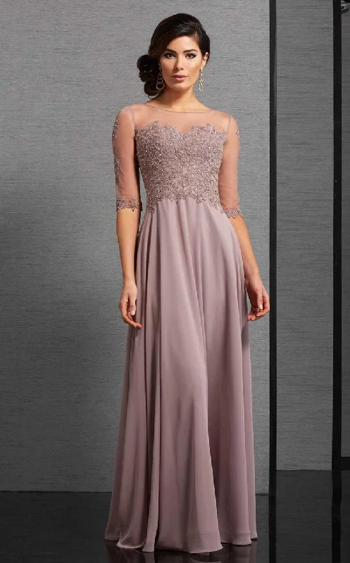 women's travel dressesClarisse - Illusion Bateau Bead Adorned Lace Gown 6306 - 1 pc Mink In Size 20 Available