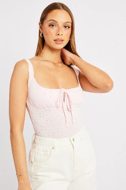 Pink Eyelet Bodysuit Singlet