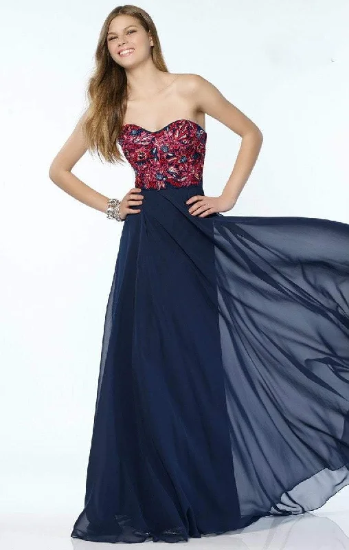 women's bow dressesAlyce Paris - Strapless Sweetheart Beaded Embroidered Gown - 1 pc Navy Multi In Size 4 Available