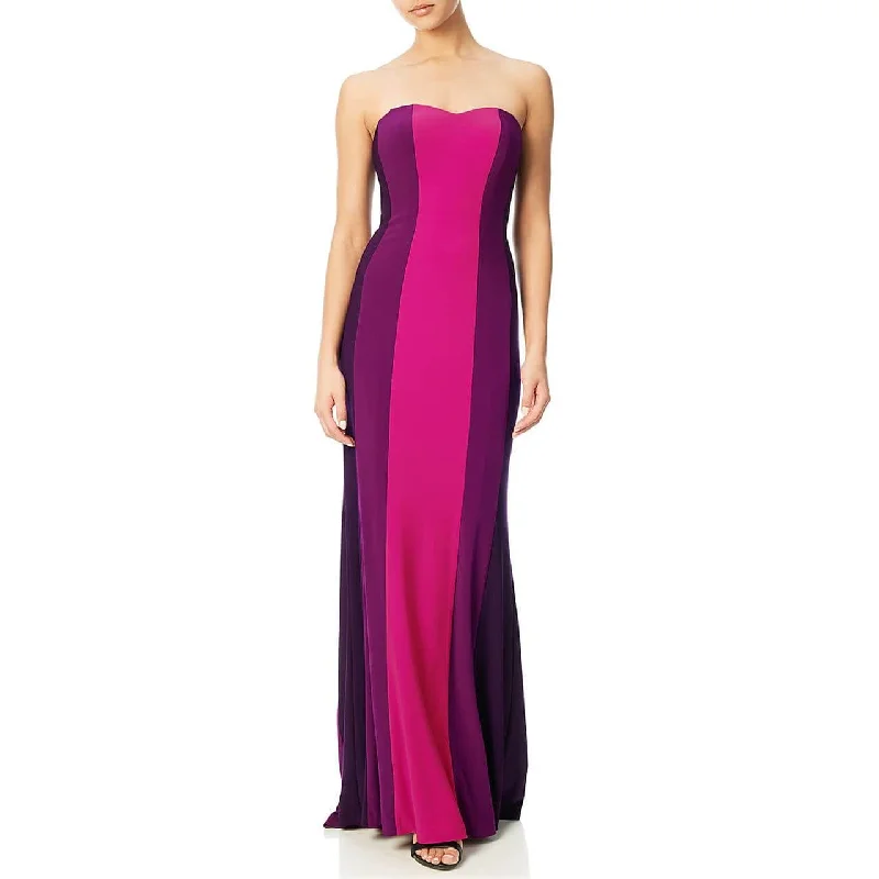 women's sleeveless dressesAdrianna Papell AP1E200919 - Strapless Sweetheart Color Block Gown