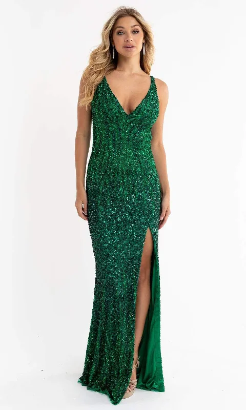 women's chiffon dressesPrimavera Couture 3751 - Sequin Plunging V-Neck Gown