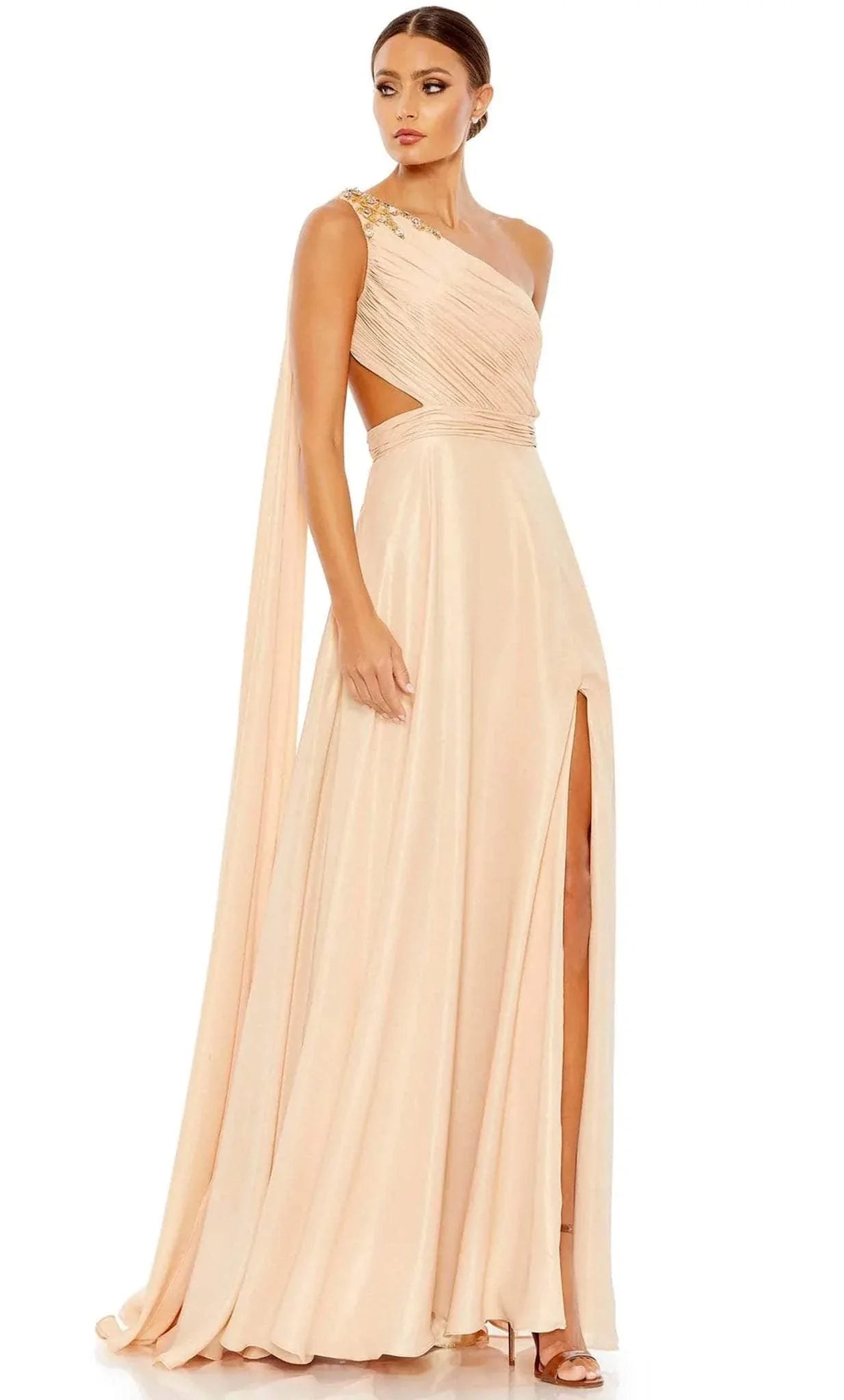 women's mother of the bride dressesMac Duggal 68053 - Asymmetrical Neck Gown