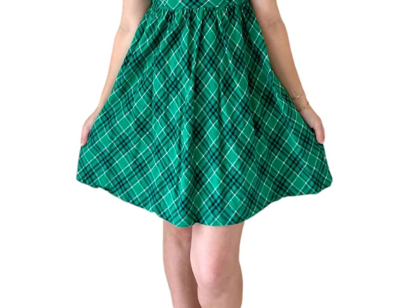 women's long-sleeved dressesPlaid Christmas Mini Dress In Green