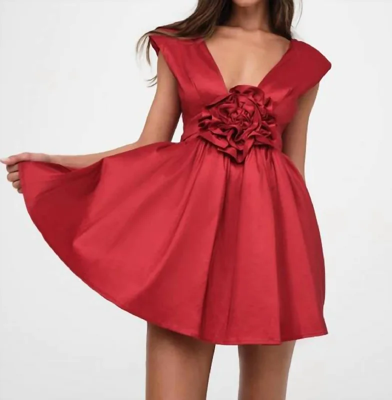 women's body-skimming dressesRose Mini Dress In Red