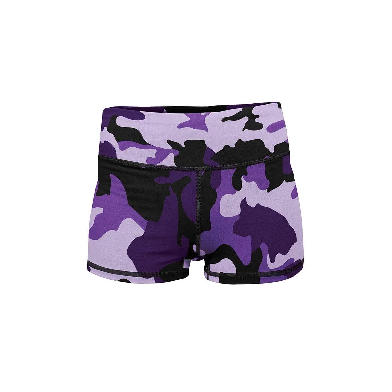 Purple Camo Yoga Shorts