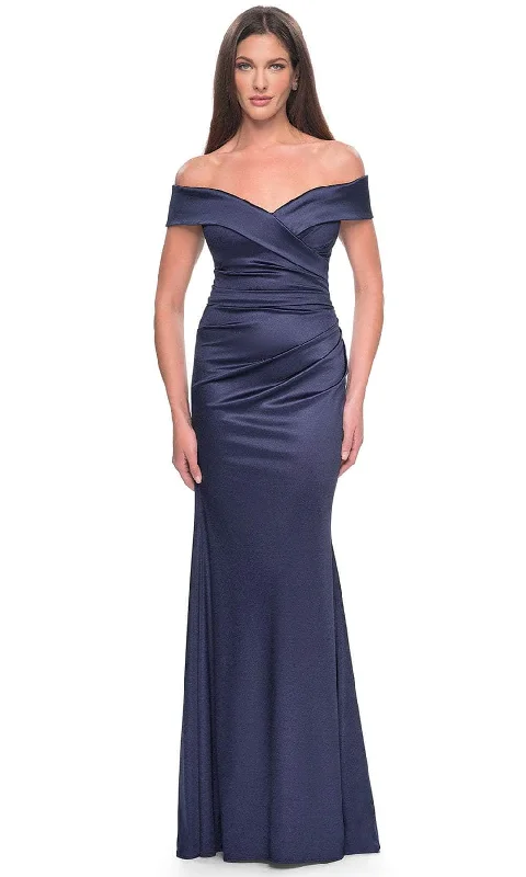 women's shift dressesLa Femme 31621SC - Foldover Accent Sweetheart Evening Dress