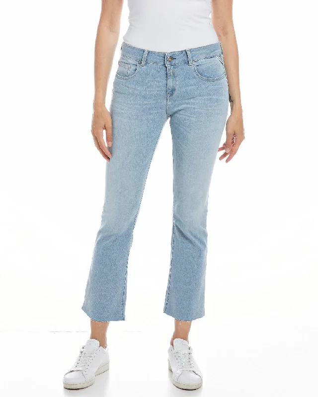 women's denim jeans for formal eventsReplay Womens Faaby Flare Crop Jeans - Light Blue