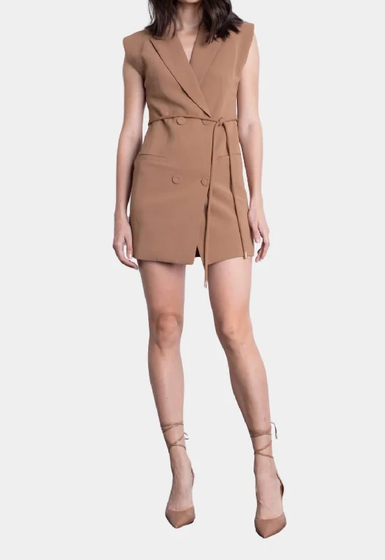 women's one-shoulder dressesMila Mini Dress In Camel