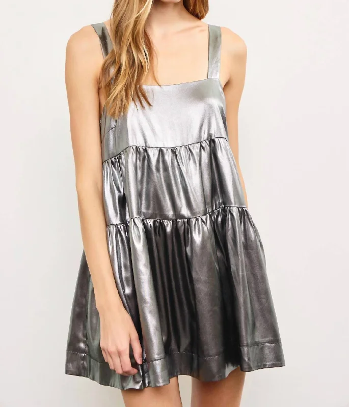 women's casual Friday dressesMetallic Mini Dress In Grey