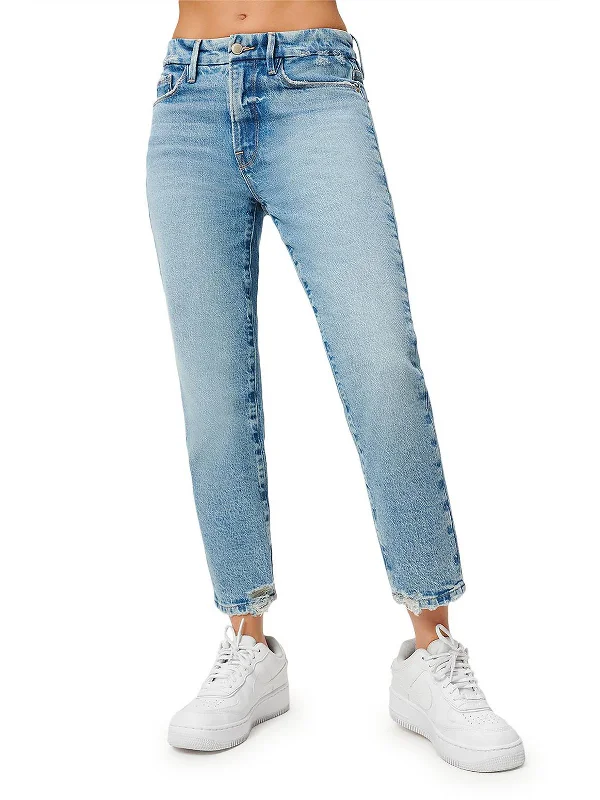 women's denim jeans for winterWomens Distressed High Rise Cropped Jeans