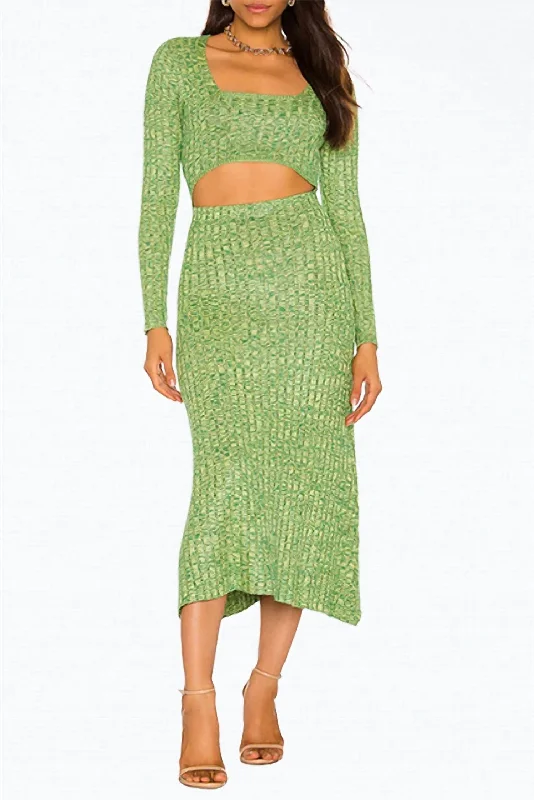 women's club dressesSkye Cutout Ribbed-Knit Midi Dress In Marled Lime