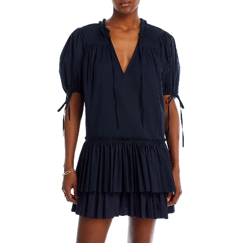 women's cocktail dressesJessalyn Womens Cotton Ruffled Mini Dress