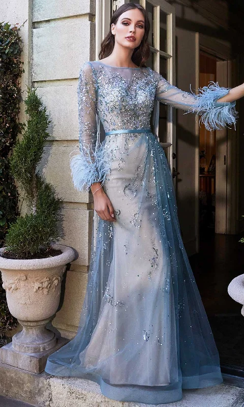 women's formal dressesCinderella Divine - Long Sleeve Tulle Evening Gown B716 - 1 pc Sea Mist In Size 12 Available