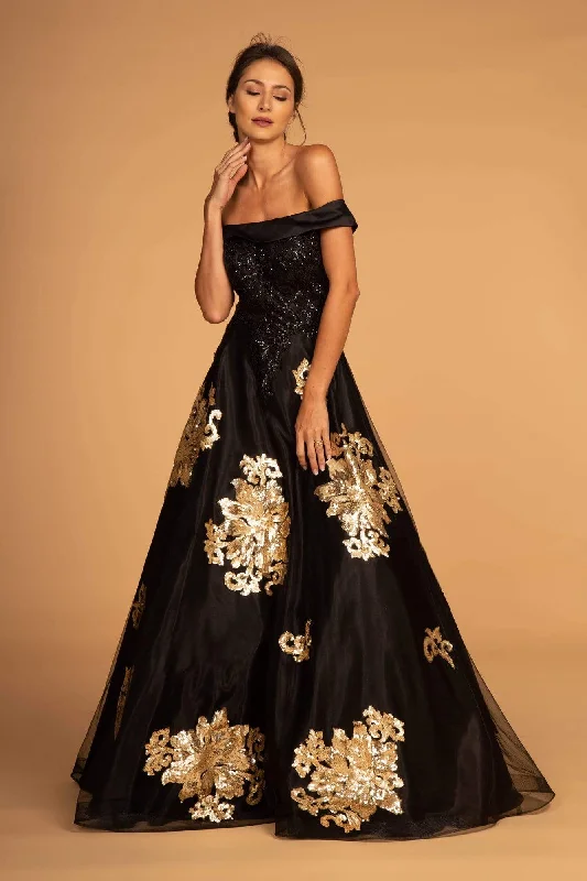 women's body-skimming dressesElizabeth K - GL2542 Sequin Embellished Off-Shoulder Evening Gown