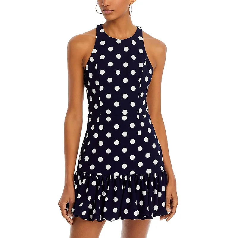 women's stretchy dressesWomens Polka Dot Ruffle Mini Dress