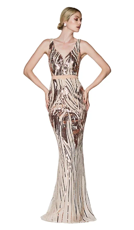 women's one-shoulder dressesLadivine CH552 - Sequined with Deep V-Neck Evening Dress