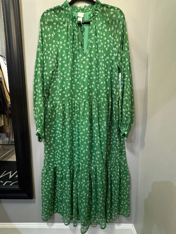 women's limited-edition dressesDress Casual Midi By H&m In Green & White, Size: S