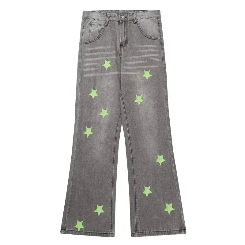 women's denim jeans with cotton blendGreen Star Embroidery Straight Jeans