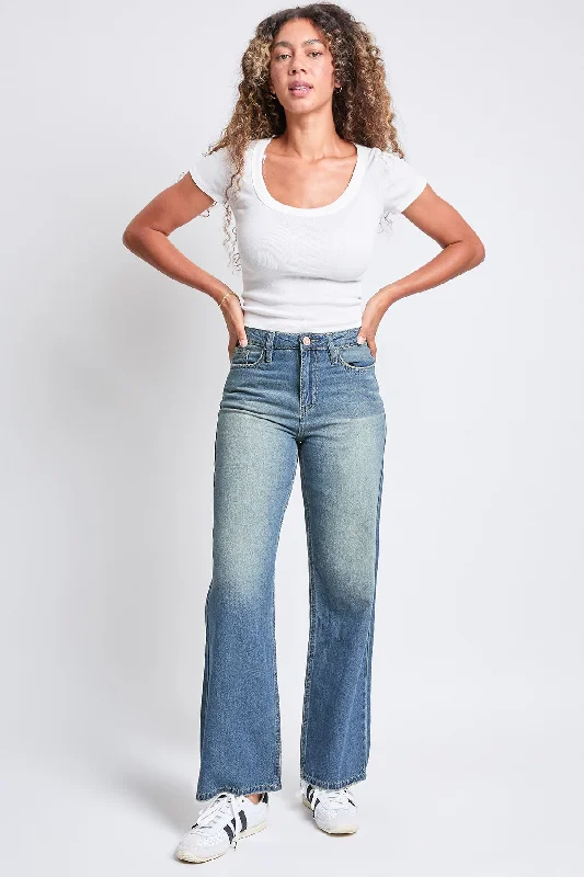 women's high-waisted denim jeansWomen's Relaxed Fit Wide Leg Light Weight Rigid Denim Jeans