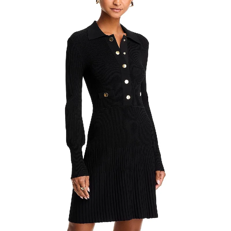 women's versatile dressesWomens Collar Ribbed Mini Dress