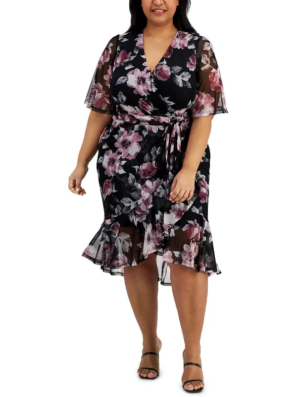 women's pear-shaped body dressesWomens Floral Belted Midi Dress