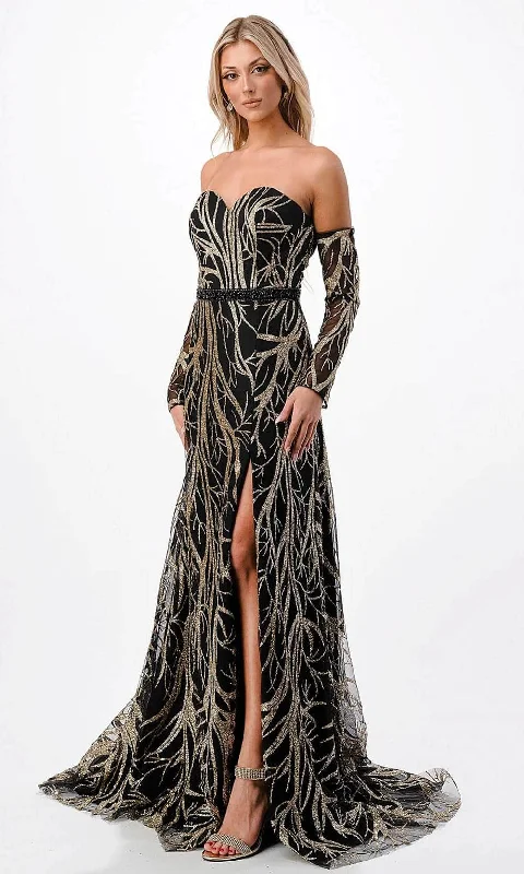 women's lace dressesTrevi Collection P2304 - Glitter Print Evening Gown