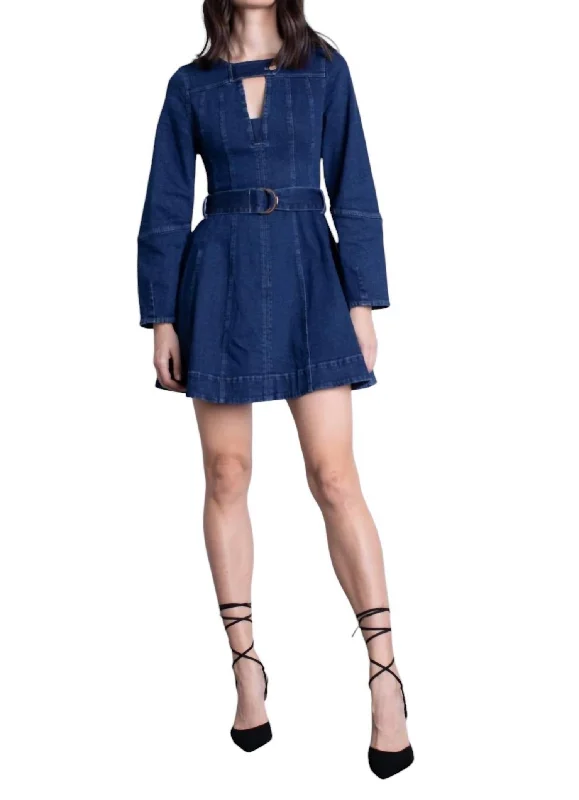 women's shift dressesLaura Denim Mini Dress In Blue