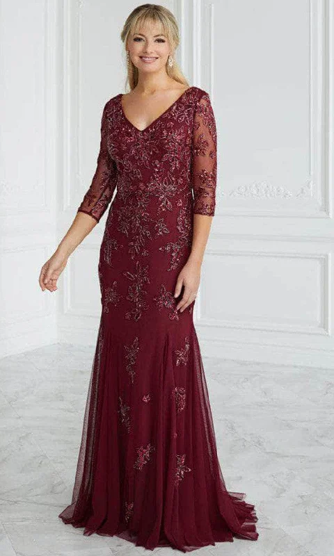 women's off-the-shoulder dressesChristina Wu Elegance 17088 - Beaded Applique Trumpet Evening Gown