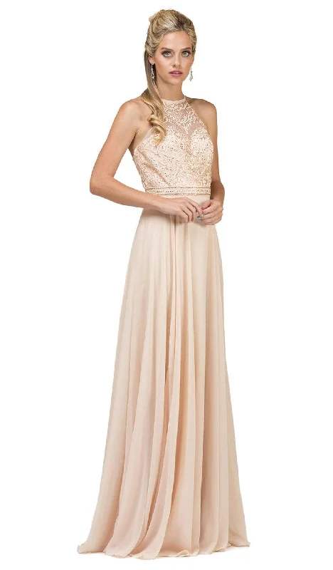 women's work dressesDancing Queen - 2092 Embroidered Halter A-Line Evening Gown