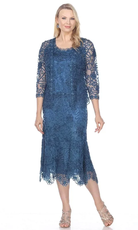 women's denim dressesSoulmates 7346 - Soutache 3Pc T-Length Lace Evening Dress Suit