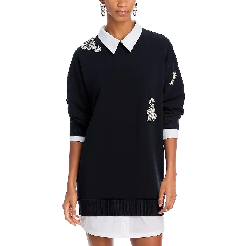 women's high-low dressesWomens Mini Embellished Sweaterdress