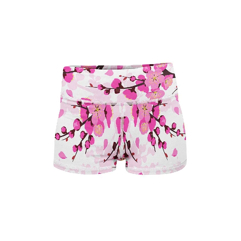 Cherry Blossom Yoga Shorts