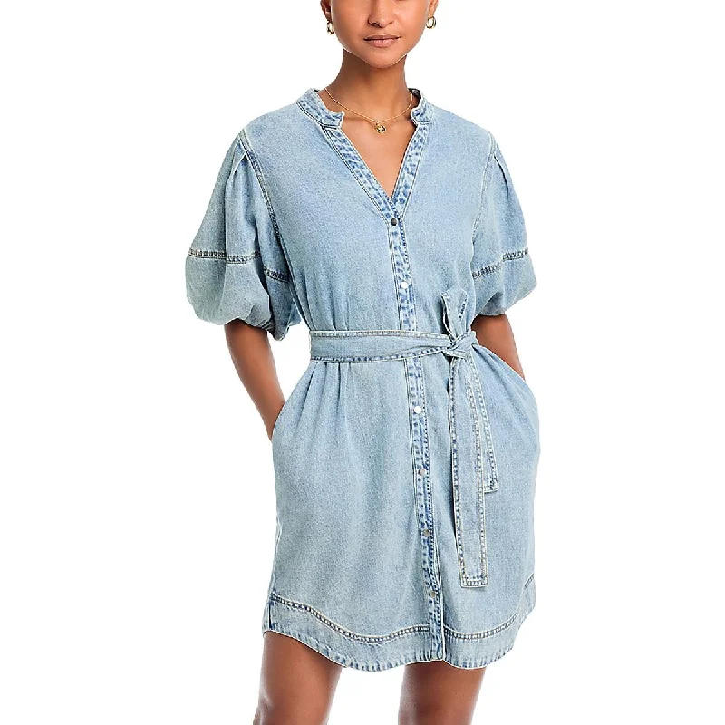 women's A-line dressesWomens Mini Belted Shirtdress