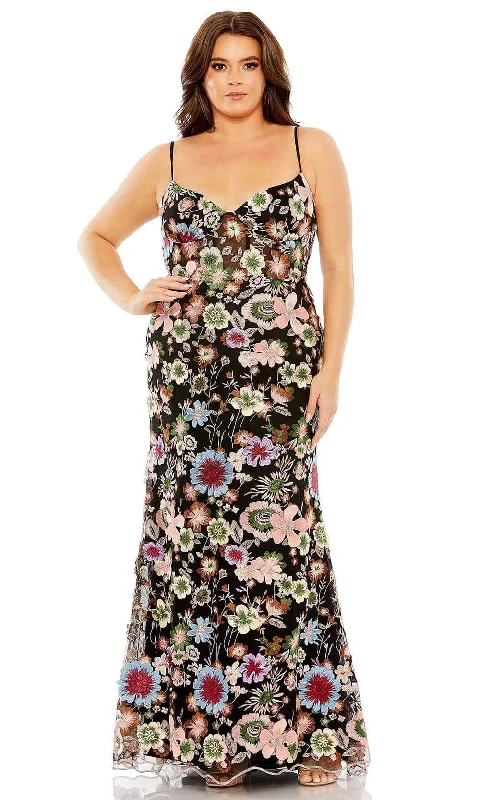 women's formal dressesMac Duggal 68531 - V-Neck Floral Embroidered Evening Gown