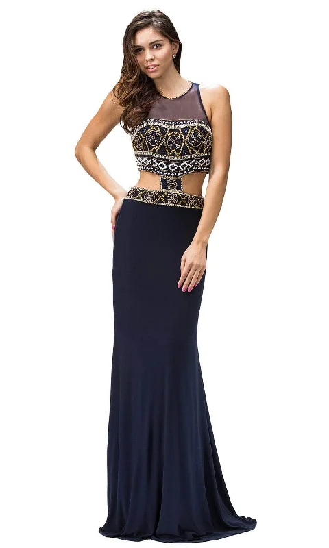 women's formal dressesDancing Queen 9280 - Beaded Cutout Evening Dress