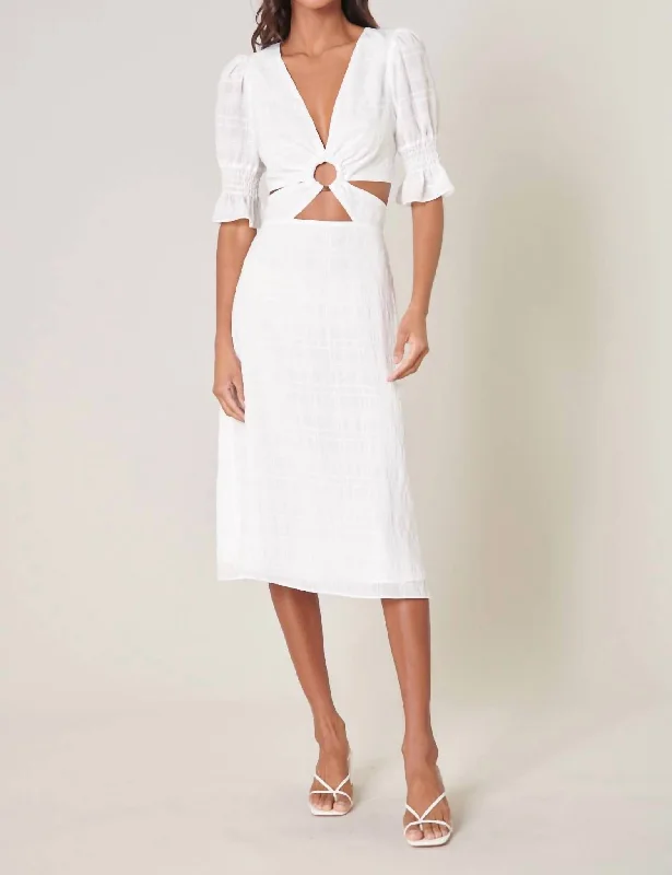 women's mother of the bride dressesThe Bali Cutout Midi Dress In White