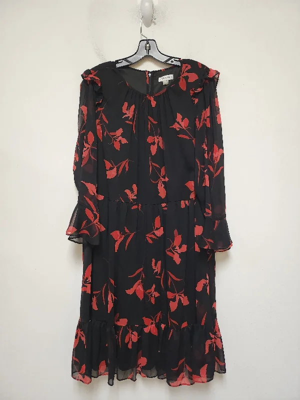 women's flowy dressesDress Casual Midi By Calvin Klein In Black & Red, Size: Xl