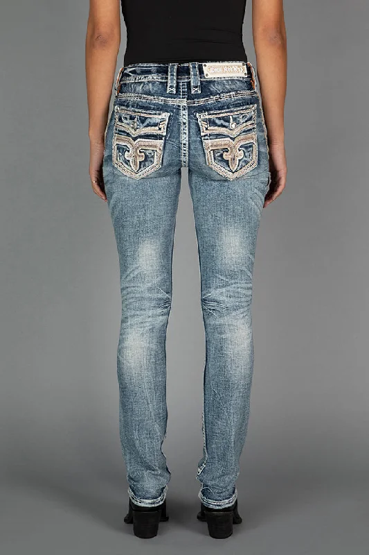 women's denim jeans with animal printsEDALINE STRAIGHT JEANS